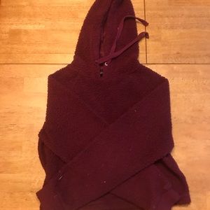 Derek Heart Cropped Fuzzy Hoodie